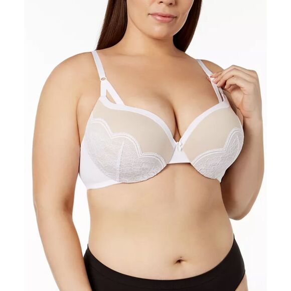NWT Maidenform Plunging Neckline Push Up Bra Size 40D Beige White Lace DM9900 - Picture 1 of 11
